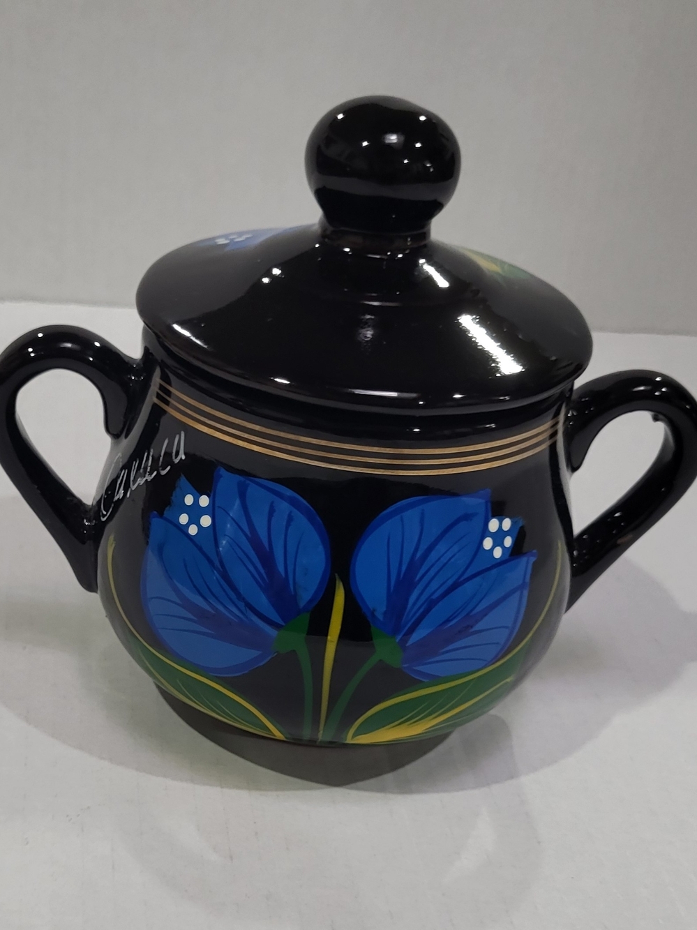 Oaxaca Flower Hand Painted Sugar Bowl With Lid Ceramic Pottery Made In Mexico